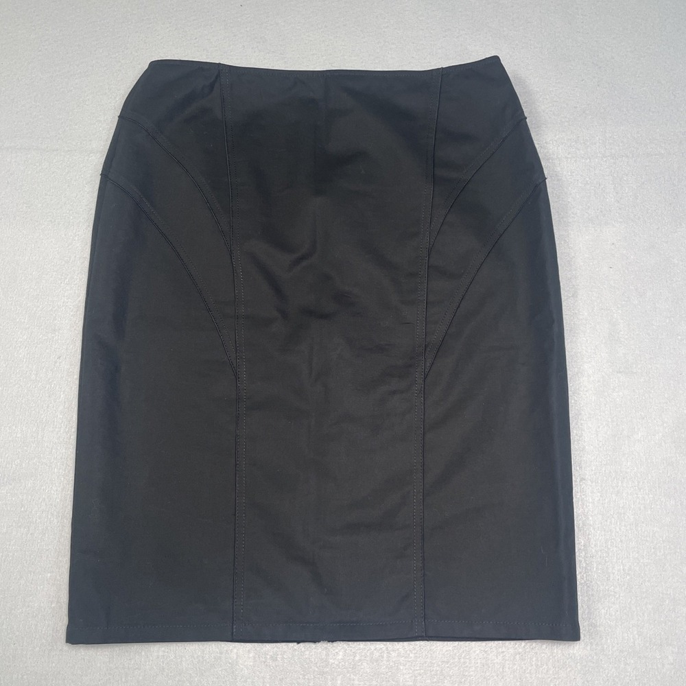 LaFayette 148 New York Black Full Back Zipper Minimalist Pencil Skirt Size 12